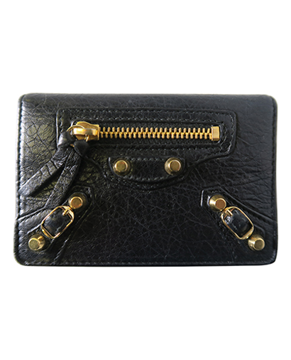 Balenciaga City Flap Card Holder, &pound;115, Accessories, Black, Leather, Front view